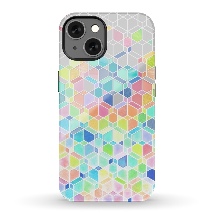 iPhone 13 StrongFit Rainbow Cubes and Diamonds by Micklyn Le Feuvre