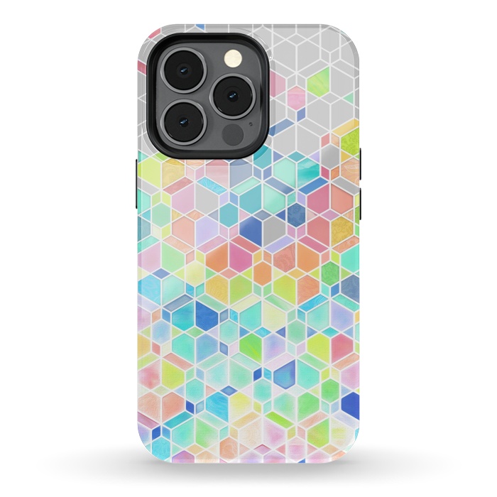 iPhone 13 pro StrongFit Rainbow Cubes and Diamonds by Micklyn Le Feuvre