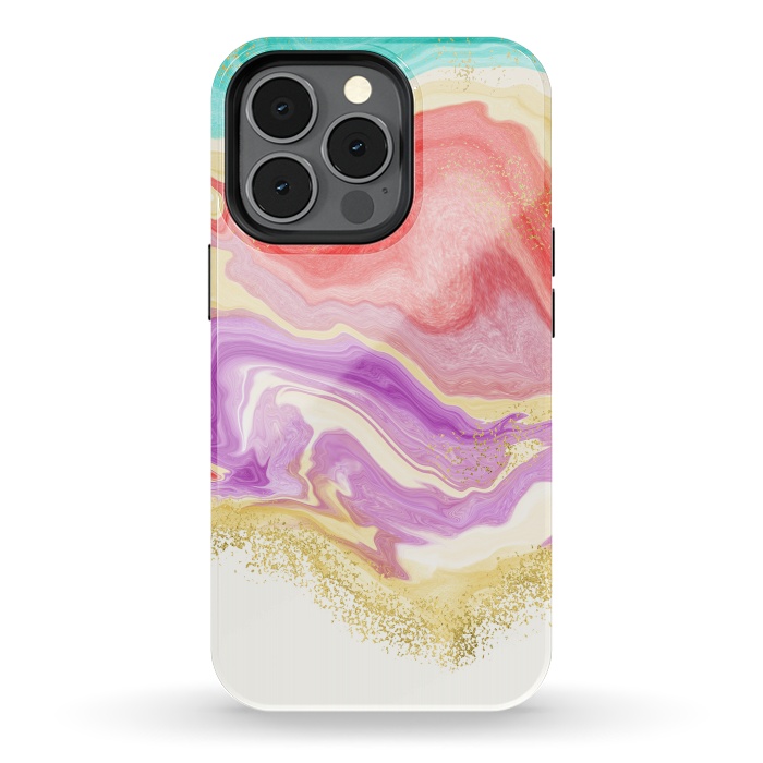 iPhone 13 pro StrongFit Colorful Marble by Noonday Design