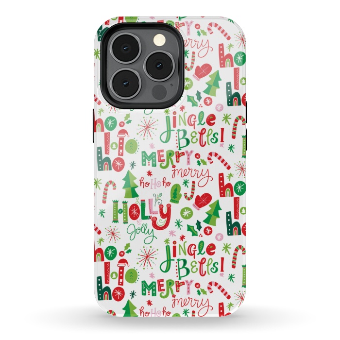 iPhone 13 pro StrongFit Festive Christmas Lettering by Noonday Design