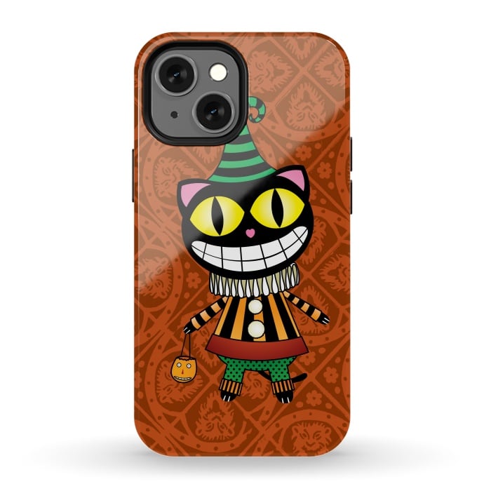 iPhone 13 mini StrongFit Cassiues Harlequin Cat by Mangulica