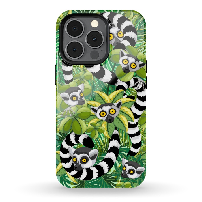 iPhone 13 pro StrongFit Lemurs of Madagascar on Rainforest  by BluedarkArt