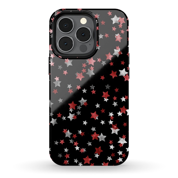 iPhone 13 pro StrongFit Rust copper and silver party stars by Oana 