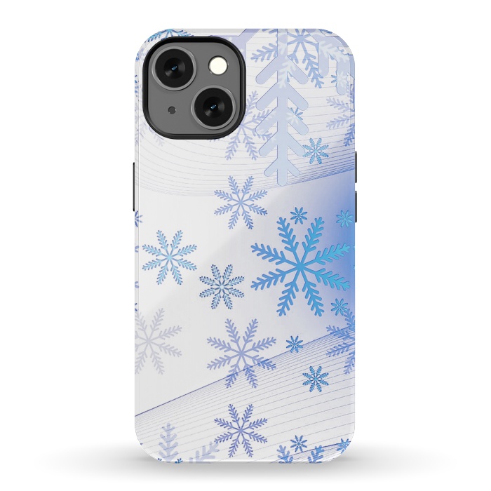 iPhone 13 StrongFit Blue icy snowflakes - Christmas illustration by Oana 