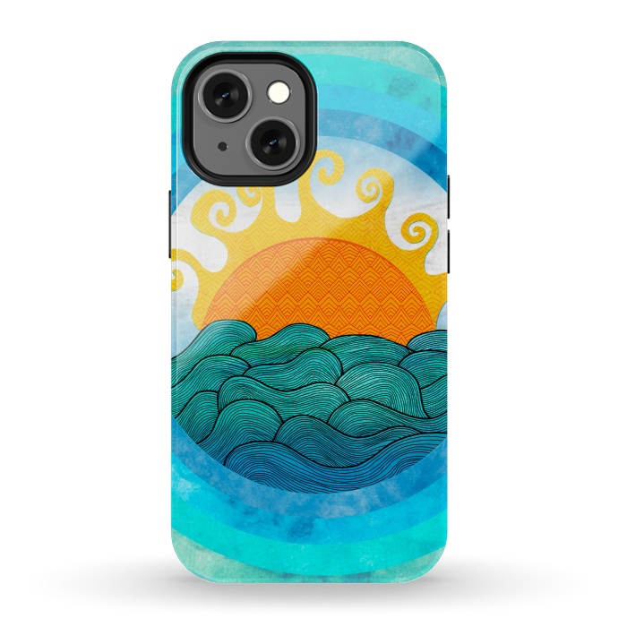 iPhone 13 mini StrongFit Nautical Day by Pom Graphic Design