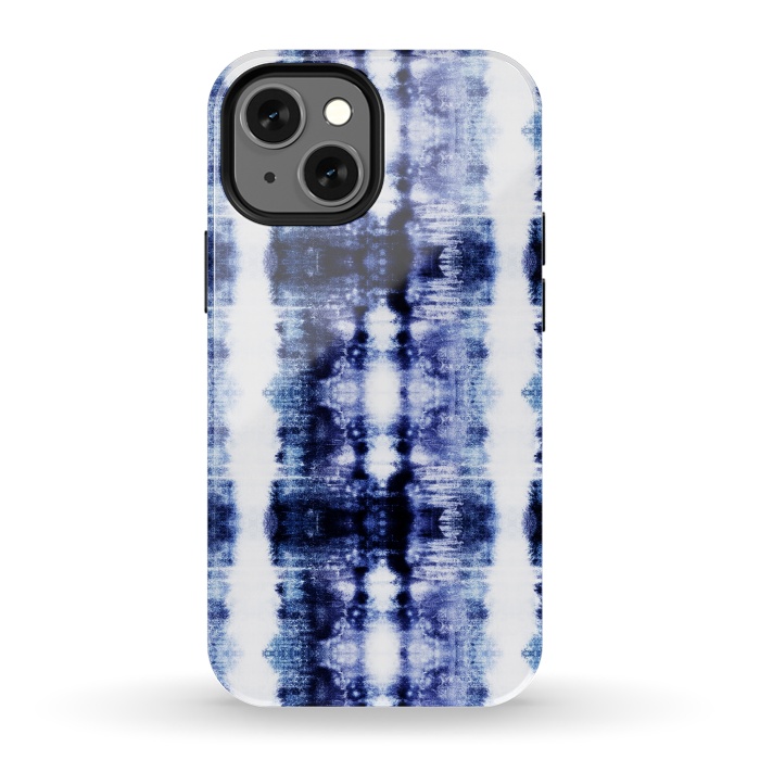 iPhone 13 mini StrongFit Indigo shibori dye stripes by Oana 