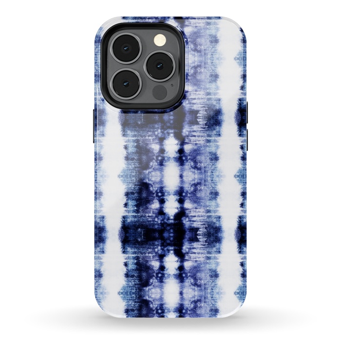iPhone 13 pro StrongFit Indigo shibori dye stripes by Oana 
