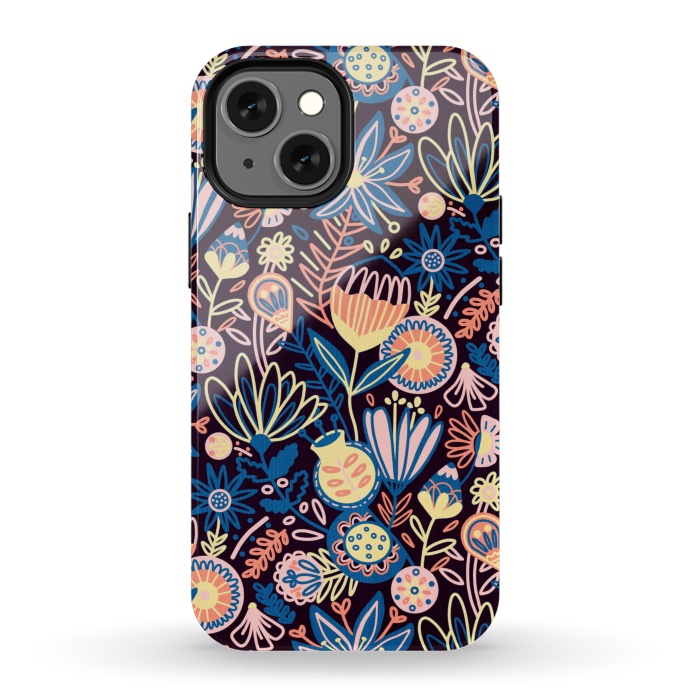 iPhone 13 mini StrongFit Dark Floral  by Tigatiga