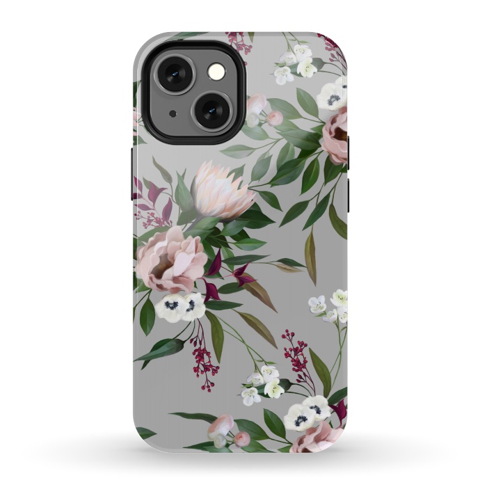 iPhone 13 mini StrongFit Bouquet With a Protea | Gray by Elzbieta Malyska