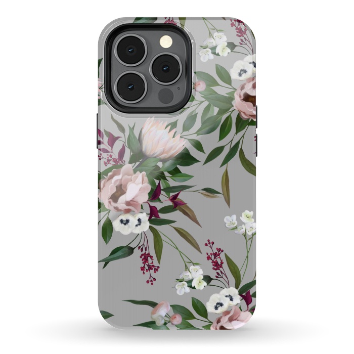iPhone 13 pro StrongFit Bouquet With a Protea | Gray by Elzbieta Malyska