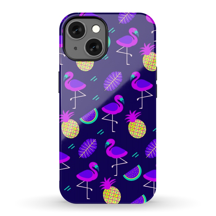 iPhone 13 StrongFit Flamingos In Neon by ArtsCase