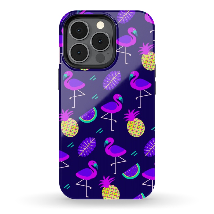 iPhone 13 pro StrongFit Flamingos In Neon by ArtsCase