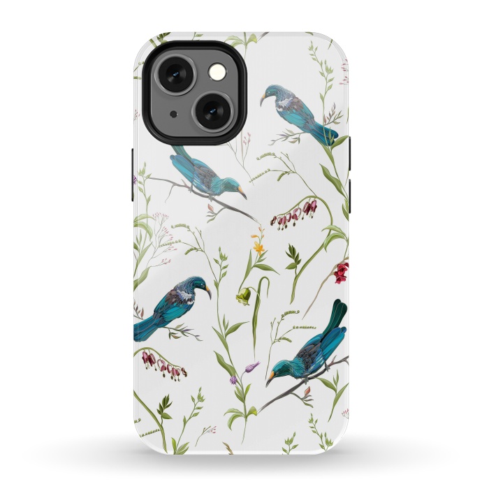 iPhone 13 mini StrongFit Birds in flowers by Elzbieta Malyska