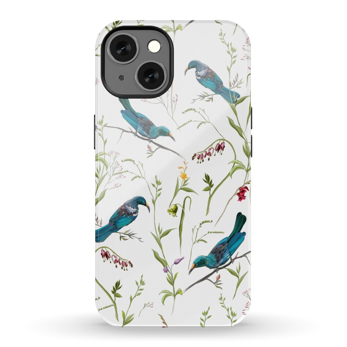 iPhone 13 StrongFit Birds in flowers by Elzbieta Malyska