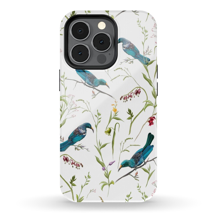 iPhone 13 pro StrongFit Birds in flowers by Elzbieta Malyska