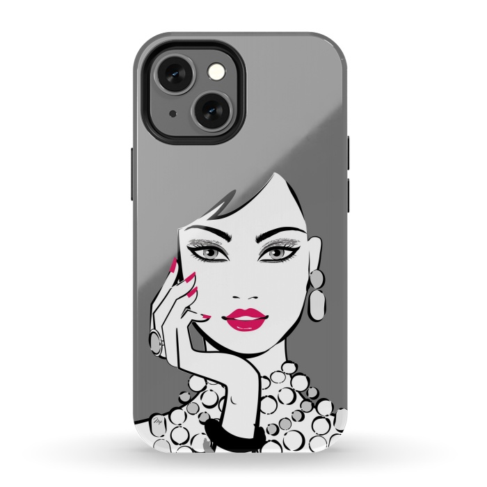 iPhone 13 mini StrongFit Elegant Gray Lady by Martina