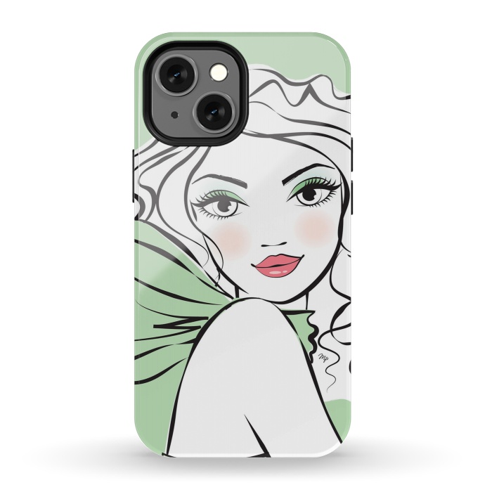 iPhone 13 mini StrongFit Green Girl by Martina