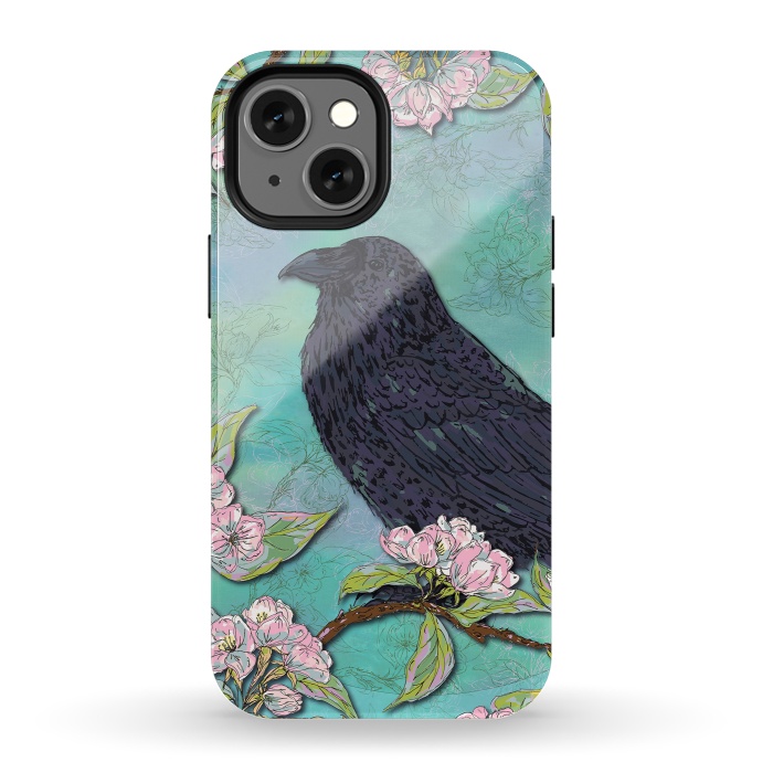 iPhone 13 mini StrongFit Raven & Apple Blossom by Lotti Brown
