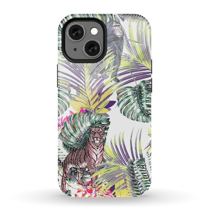 iPhone 13 mini StrongFit Jungle fever - wild animals and colorful leaves by Oana 