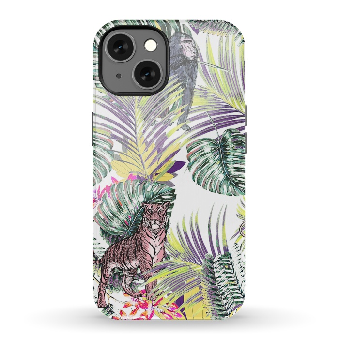 iPhone 13 StrongFit Jungle fever - wild animals and colorful leaves by Oana 