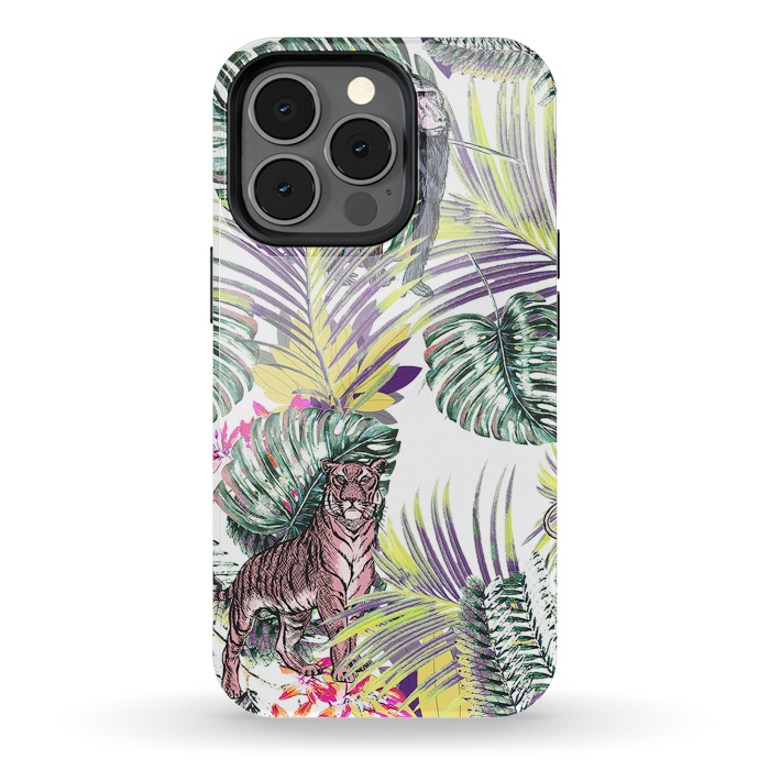 iPhone 13 pro StrongFit Jungle fever - wild animals and colorful leaves by Oana 