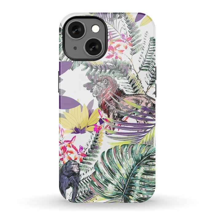 iPhone 13 StrongFit Lion and colorful tropical plants by Oana 