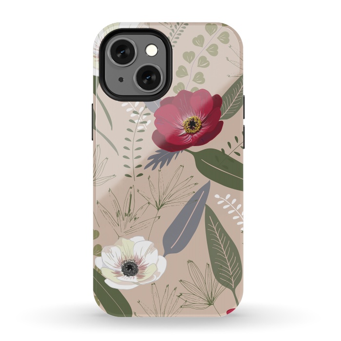 iPhone 13 mini StrongFit Anemones Pattern by Anis Illustration