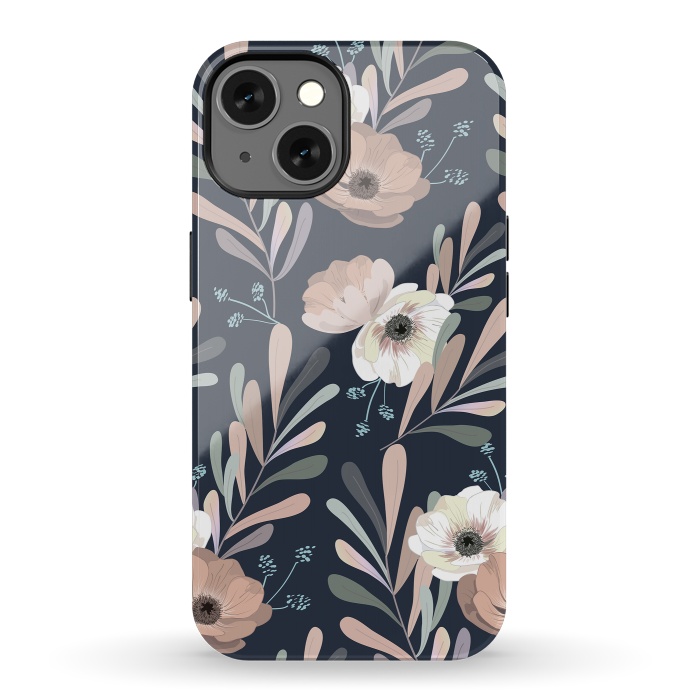 iPhone 13 StrongFit Olives and anemones - blue by Anis Illustration