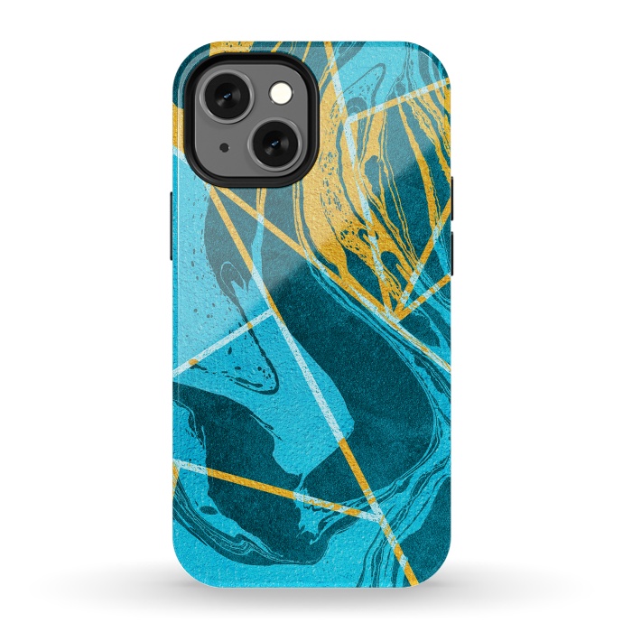 iPhone 13 mini StrongFit Geometric Marble Waves by Art Design Works