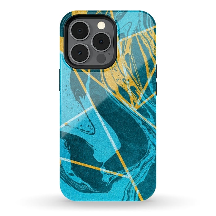 iPhone 13 pro StrongFit Geometric Marble Waves by Art Design Works