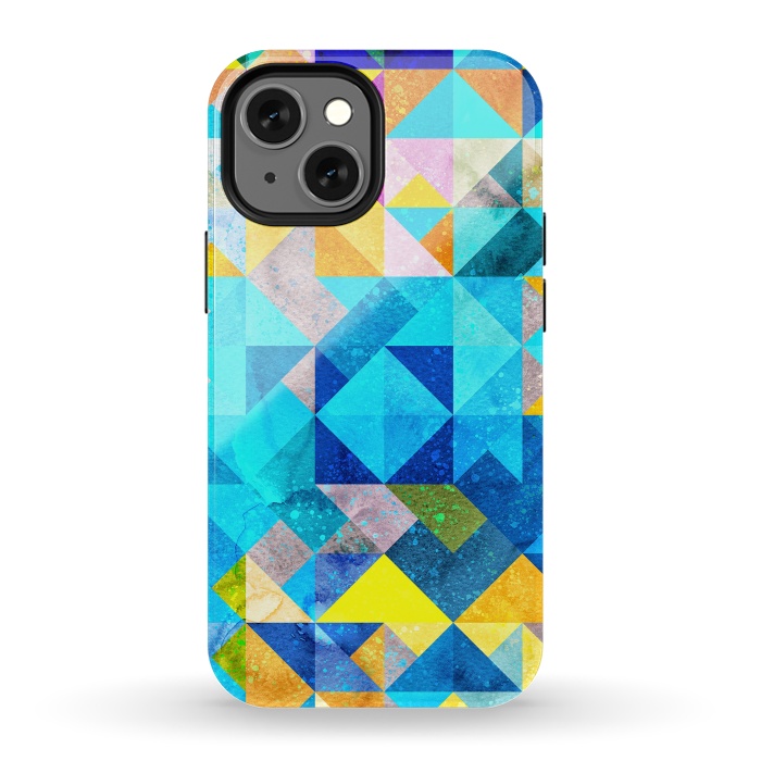 iPhone 13 mini StrongFit Colorful Watercolor Geometric by Art Design Works