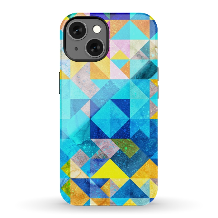 iPhone 13 StrongFit Colorful Watercolor Geometric by Art Design Works