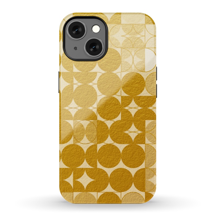 iPhone 13 StrongFit Mid Century Gold Geometric by Art Design Works