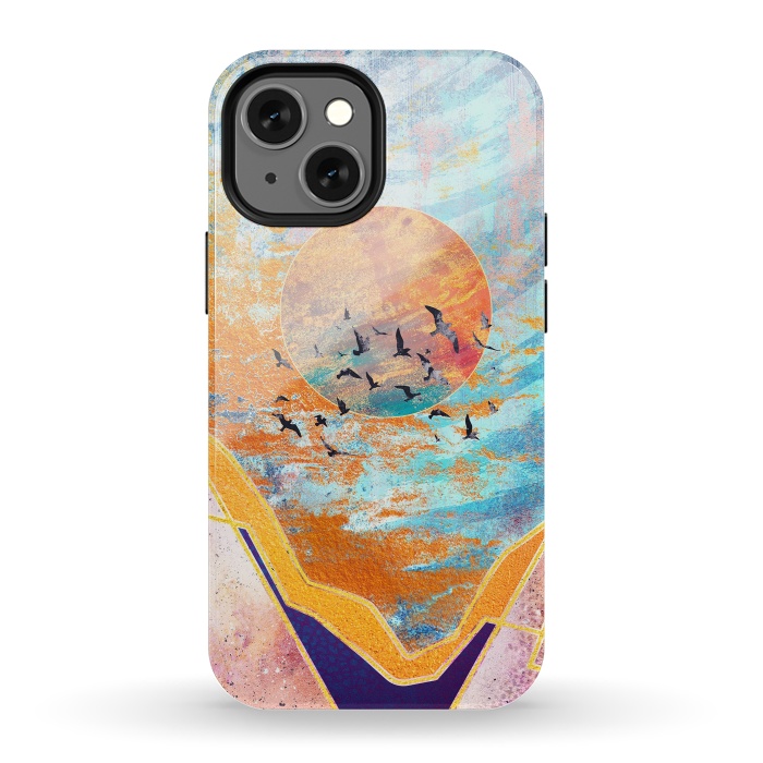 iPhone 13 mini StrongFit ABSTRACT SUNSET - ILLUSTRATION VI by Art Design Works