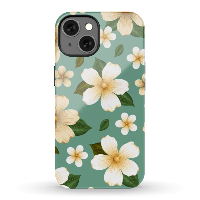 iPhone 13 StrongFit WHITE FLORAL BEAUTIES by MALLIKA