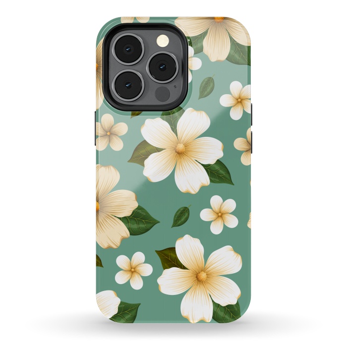 iPhone 13 pro StrongFit WHITE FLORAL BEAUTIES by MALLIKA
