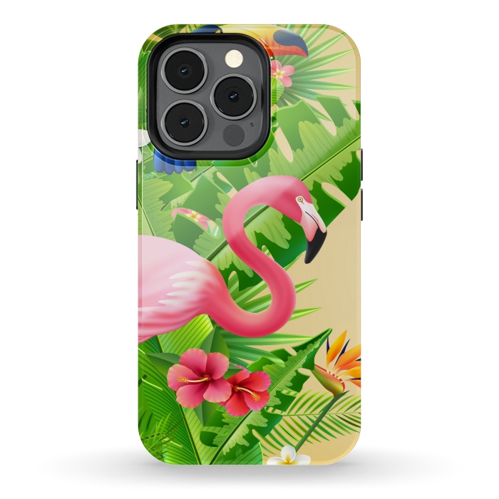 iPhone 13 pro StrongFit FLAMINGO TROPICAL PATTERN 3 by MALLIKA