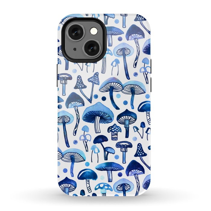 iPhone 13 mini StrongFit Blue Mushrooms by Tigatiga