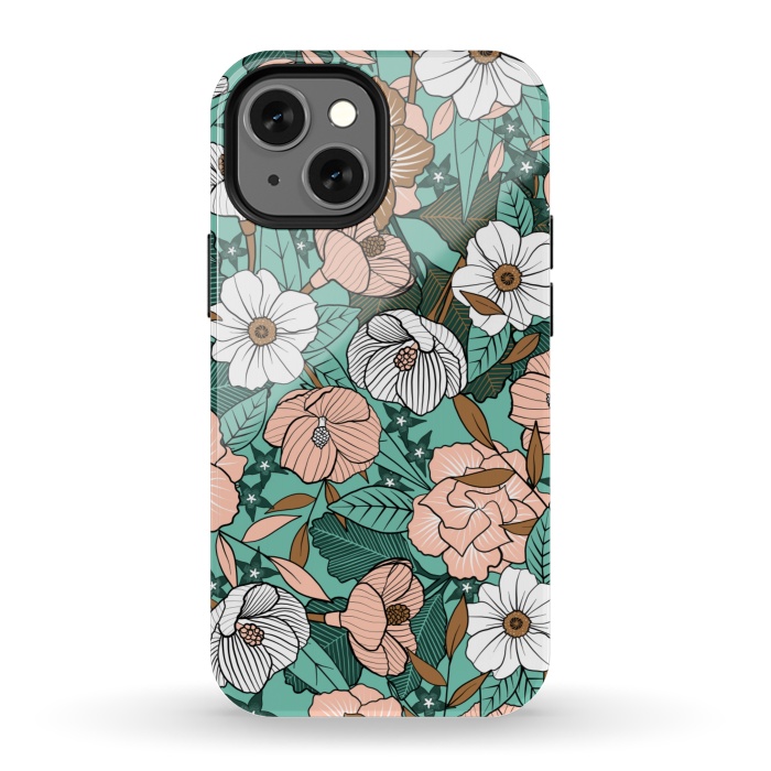 iPhone 13 mini StrongFit Rusted Blush Garden by gingerlique