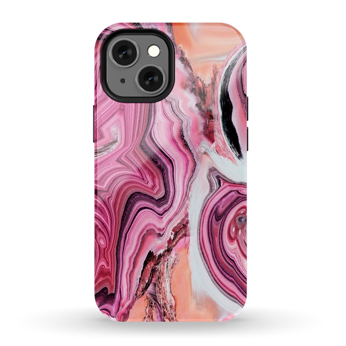 iPhone 13 mini StrongFit Pop pink liquid marble by Oana 
