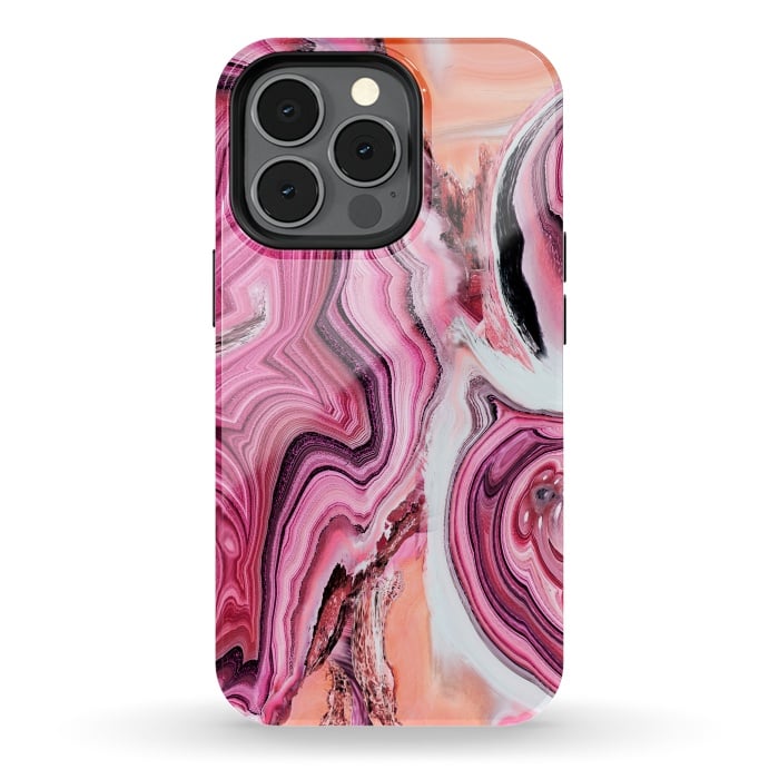 iPhone 13 pro StrongFit Pop pink liquid marble by Oana 