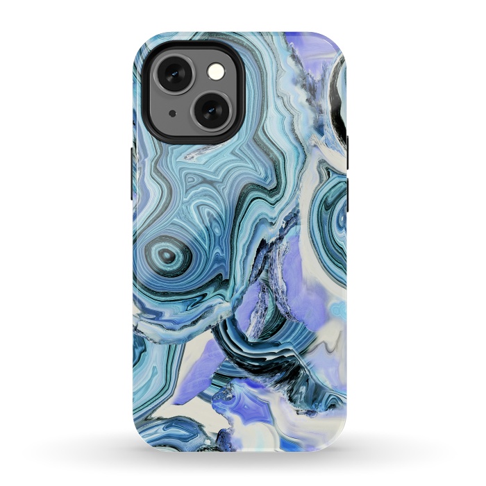 iPhone 13 mini StrongFit Blue purple liquid marble by Oana 