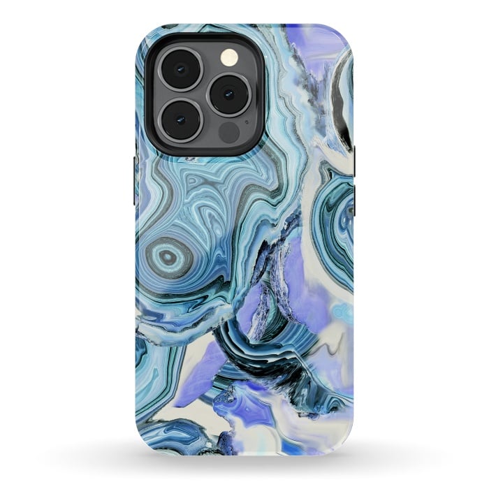 iPhone 13 pro StrongFit Blue purple liquid marble by Oana 