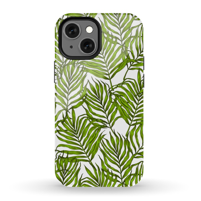 iPhone 13 mini StrongFit Palm leaves on white by Katerina Kirilova