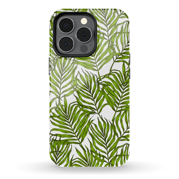 iPhone 13 pro StrongFit Palm leaves on white by Katerina Kirilova