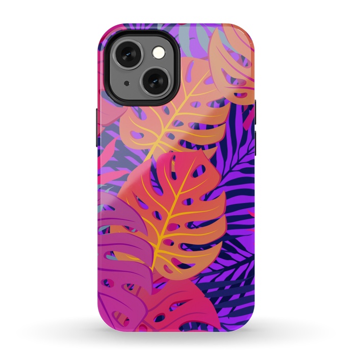iPhone 13 mini StrongFit Palm Trees In Summer And Neon by ArtsCase