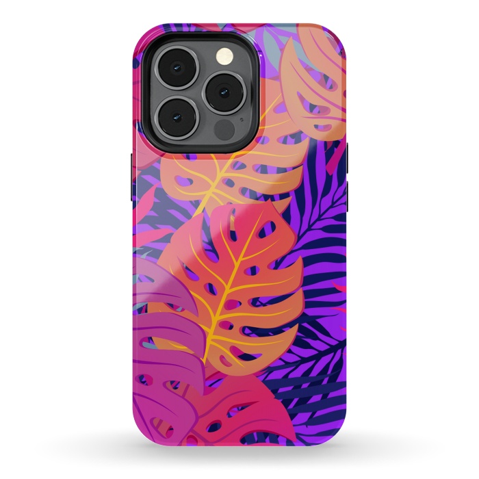 iPhone 13 pro StrongFit Palm Trees In Summer And Neon by ArtsCase
