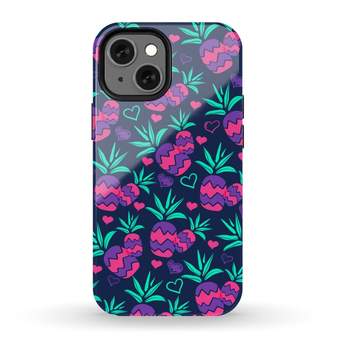 iPhone 13 mini StrongFit Pineapples In Neon by ArtsCase