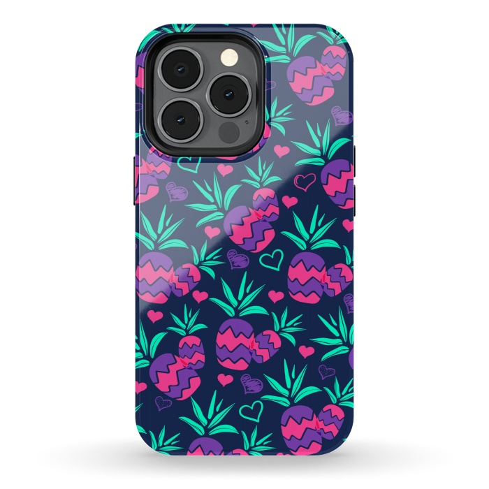 iPhone 13 pro StrongFit Pineapples In Neon by ArtsCase
