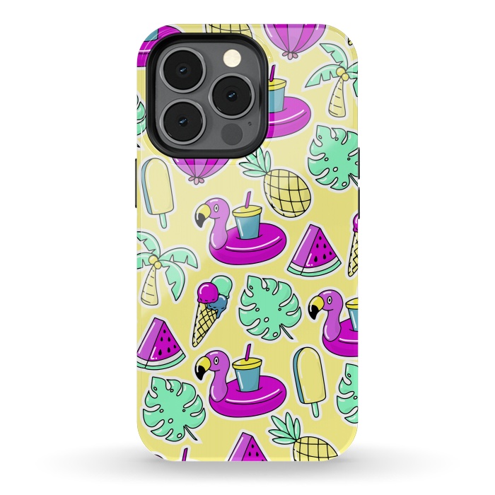 iPhone 13 pro StrongFit Summer And Flamingos In Color by ArtsCase